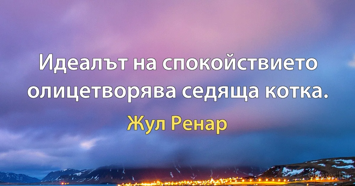 Идеалът на спокойствието олицетворява седяща котка. (Жул Ренар)