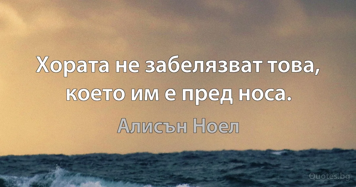 Хората не забелязват това, което им е пред носа. (Алисън Ноел)