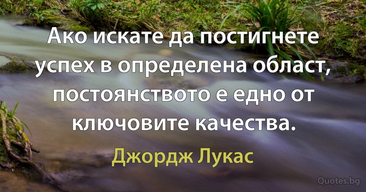 Ако искате да постигнете успех в определена област, постоянството е едно от ключовите качества. (Джордж Лукас)