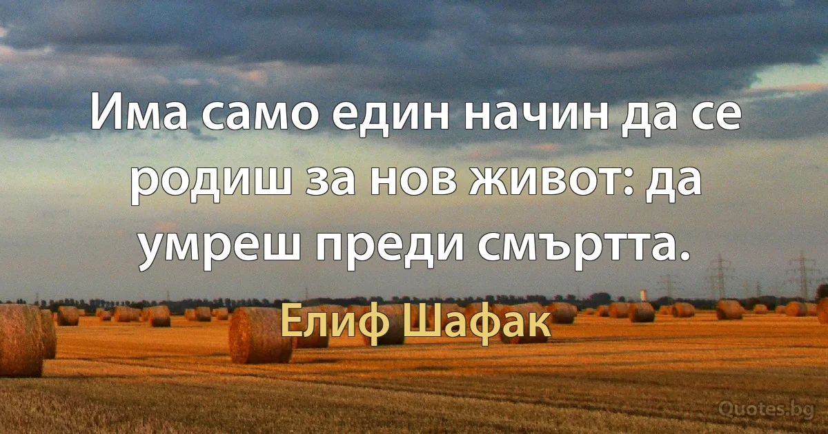 Има само един начин да се родиш за нов живот: да умреш преди смъртта. (Елиф Шафак)