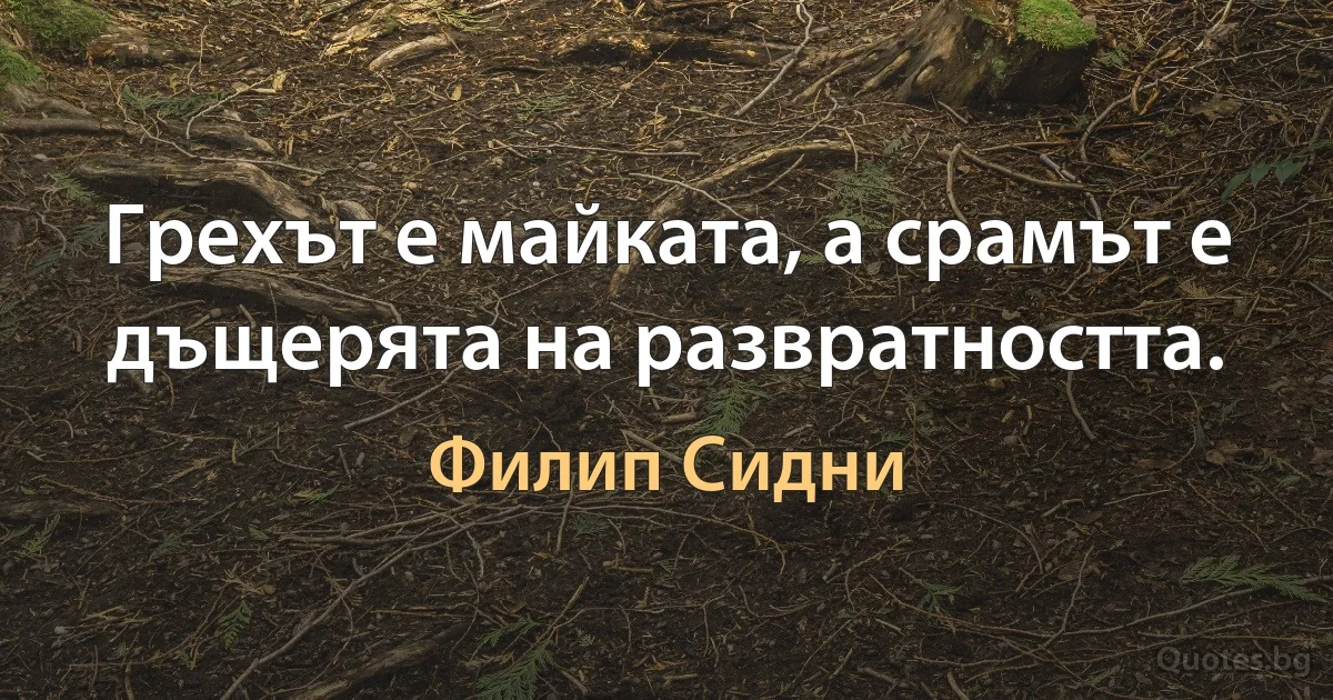 Грехът е майката, а срамът е дъщерята на развратността. (Филип Сидни)