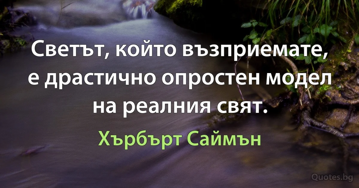 Светът, който възприемате, е драстично опростен модел на реалния свят. (Хърбърт Саймън)