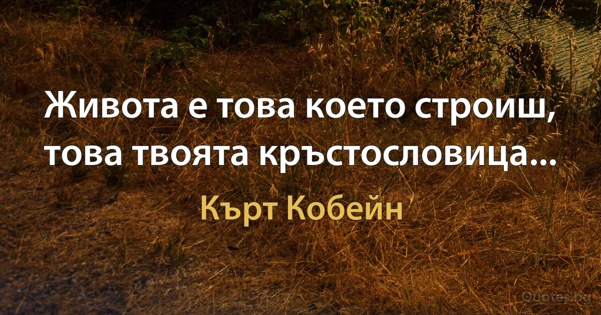 Живота е това което строиш, това твоята кръстословица... (Кърт Кобейн)