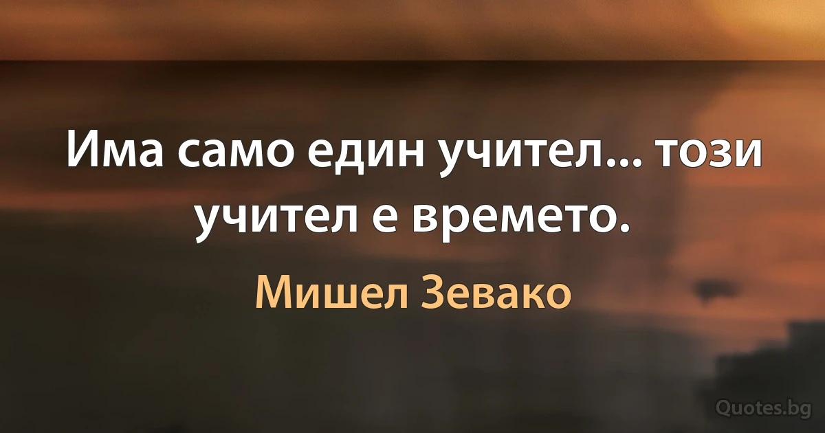 Има само един учител... този учител е времето. (Мишел Зевако)