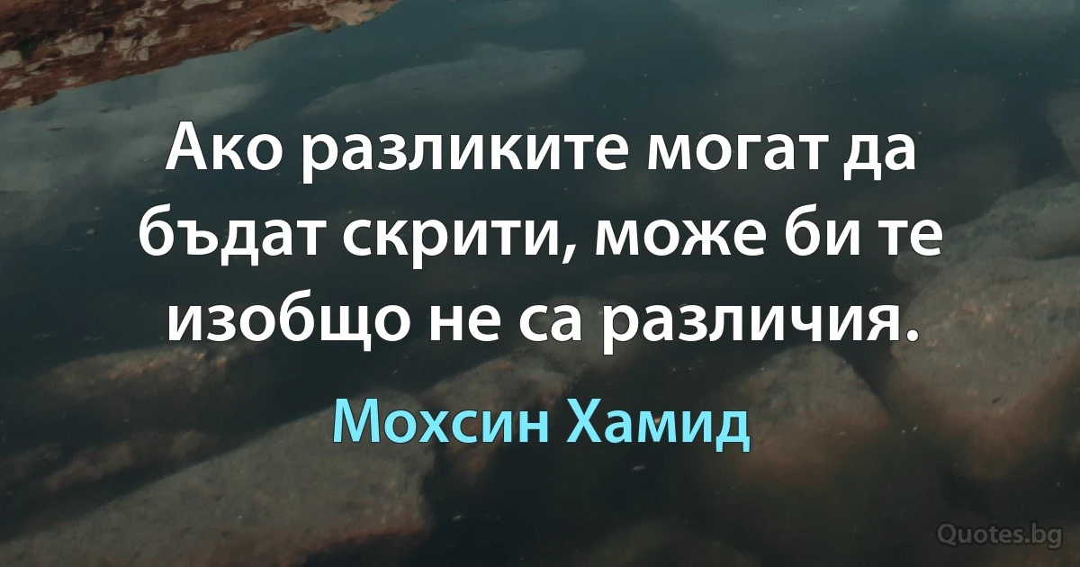 Ако разликите могат да бъдат скрити, може би те изобщо не са различия. (Мохсин Хамид)