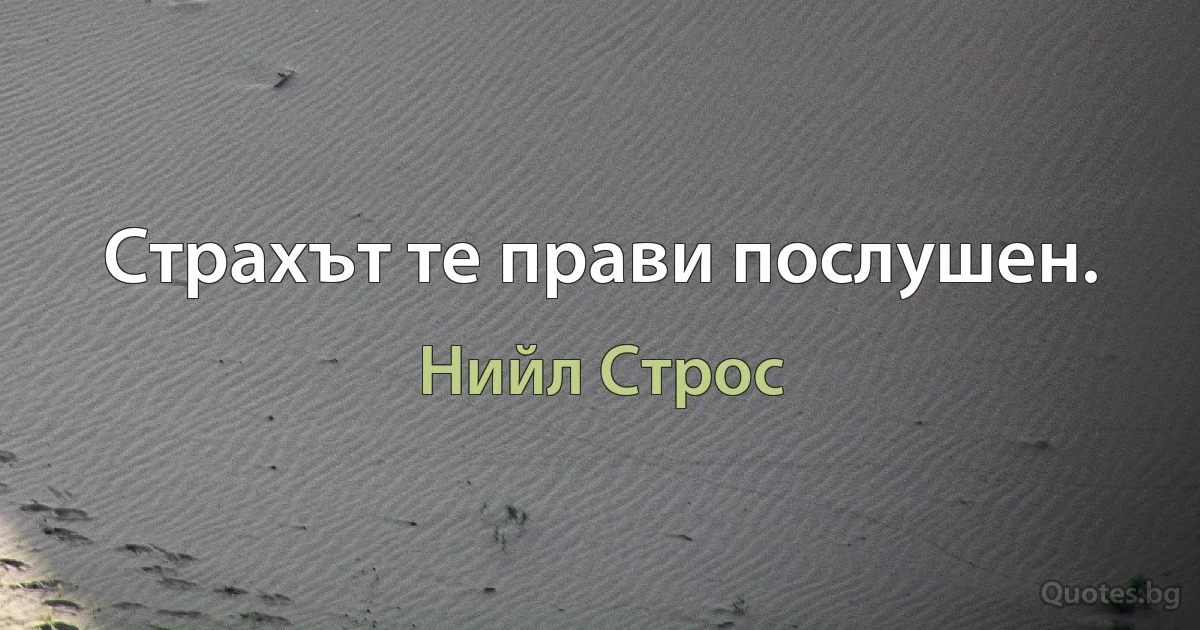 Страхът те прави послушен. (Нийл Строс)