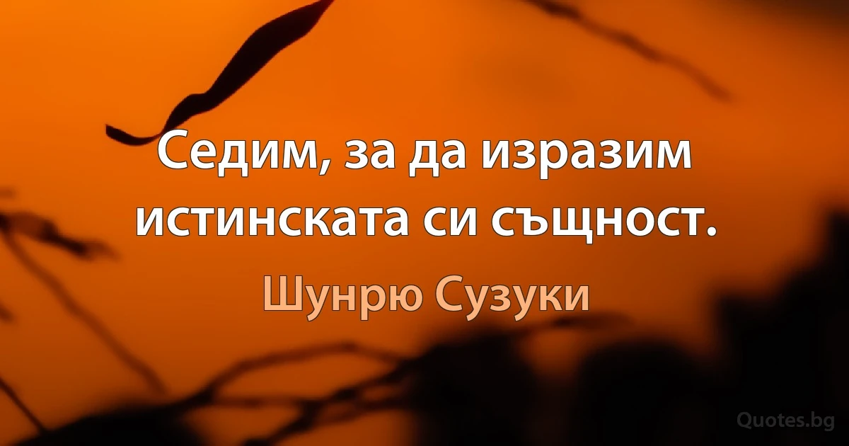 Седим, за да изразим истинската си същност. (Шунрю Сузуки)