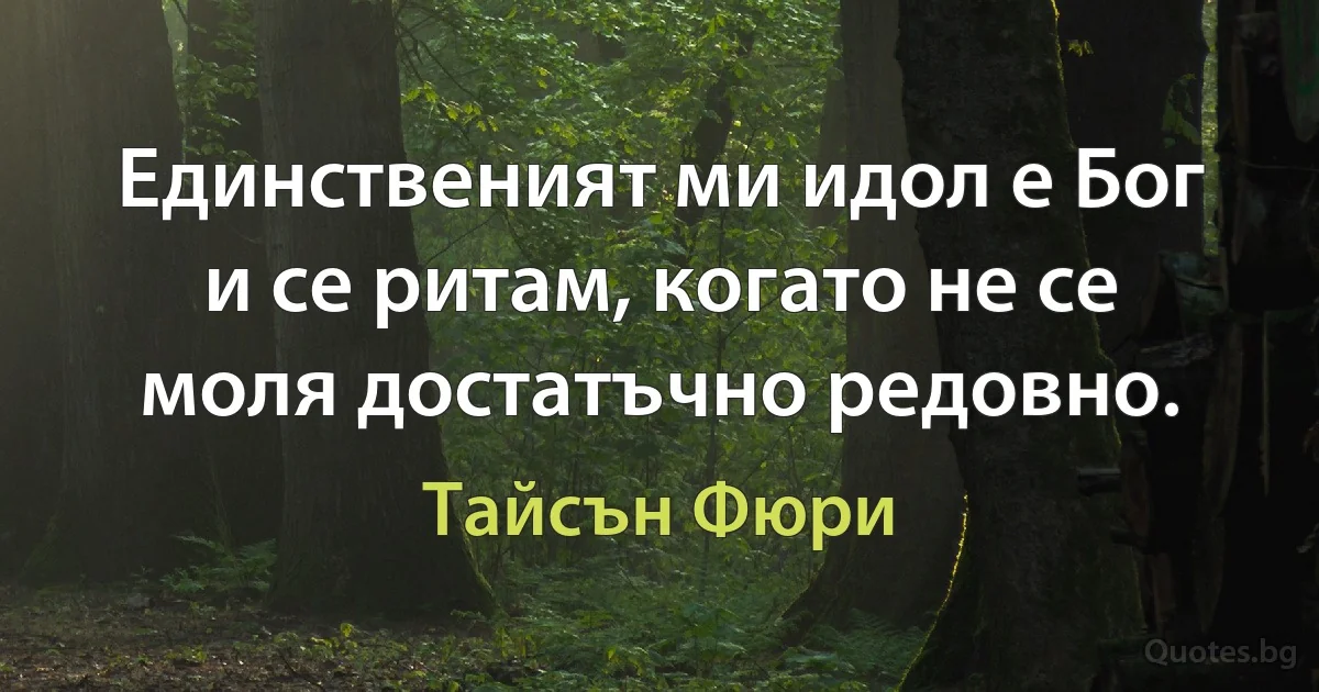 Единственият ми идол е Бог и се ритам, когато не се моля достатъчно редовно. (Тайсън Фюри)