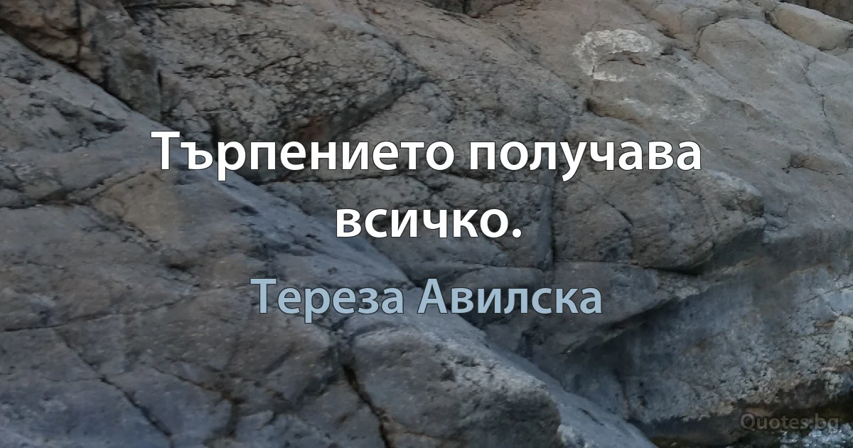 Търпението получава всичко. (Тереза Авилска)