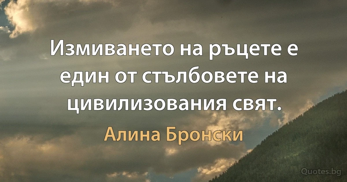 Измиването на ръцете е един от стълбовете на цивилизования свят. (Алина Бронски)