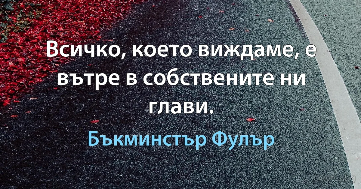 Всичко, което виждаме, е вътре в собствените ни глави. (Бъкминстър Фулър)