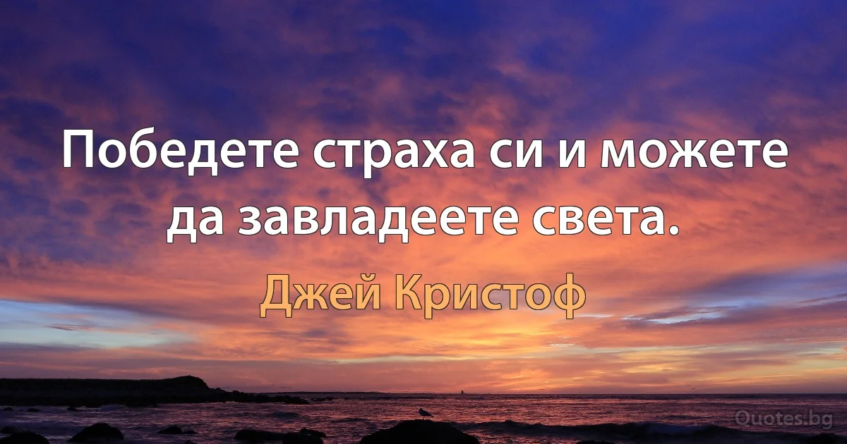 Победете страха си и можете да завладеете света. (Джей Кристоф)