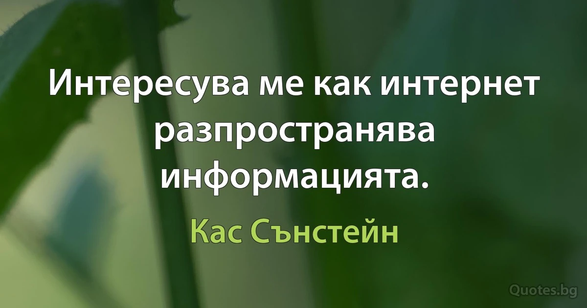 Интересува ме как интернет разпространява информацията. (Кас Сънстейн)