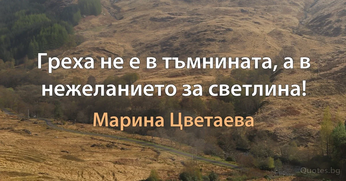 Греха не е в тъмнината, а в нежеланието за светлина! (Марина Цветаева)