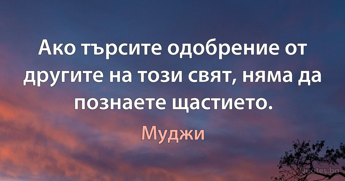 Ако търсите одобрение от другите на този свят, няма да познаете щастието. (Муджи)