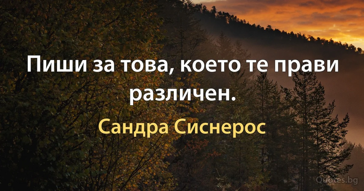 Пиши за това, което те прави различен. (Сандра Сиснерос)