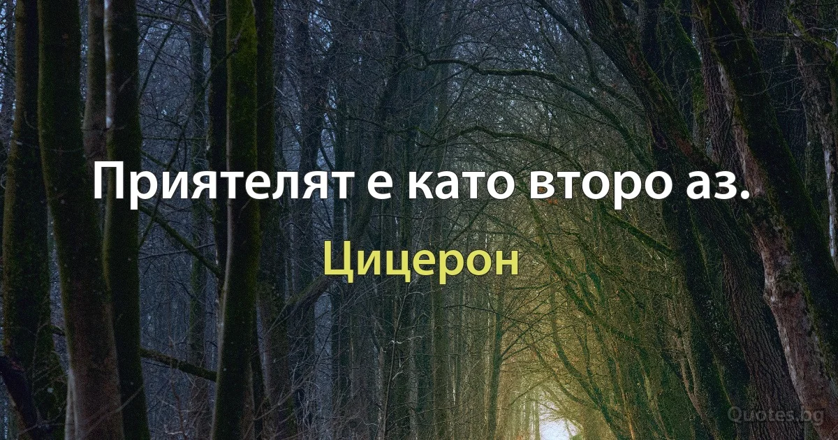 Приятелят е като второ аз. (Цицерон)