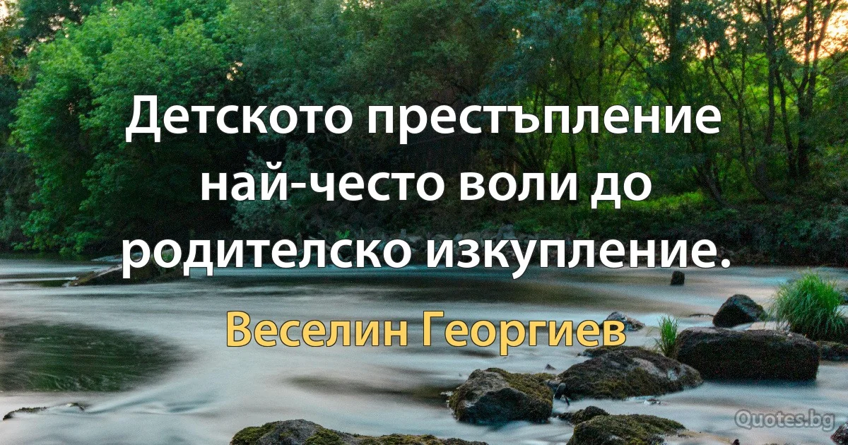 Детското престъпление най-често воли до родителско изкупление. (Веселин Георгиев)