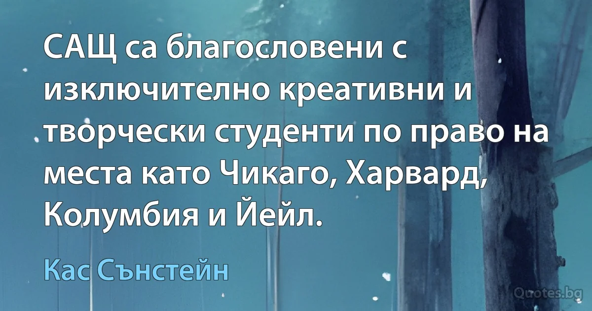 САЩ са благословени с изключително креативни и творчески студенти по право на места като Чикаго, Харвард, Колумбия и Йейл. (Кас Сънстейн)