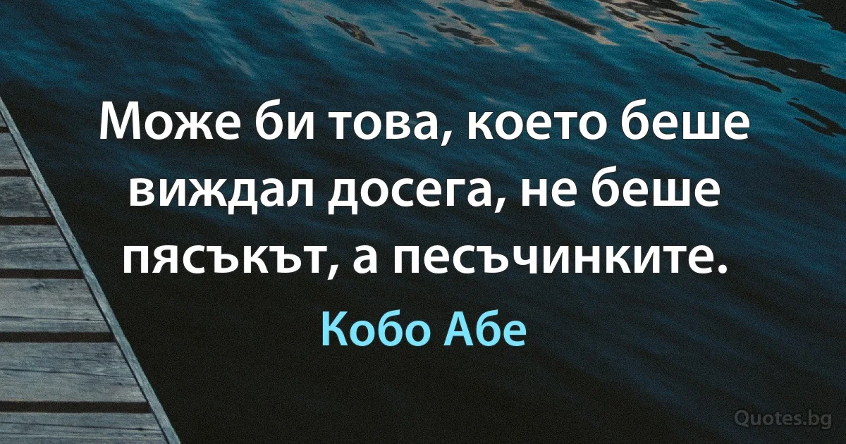 Може би това, което беше виждал досега, не беше пясъкът, а песъчинките. (Кобо Абе)