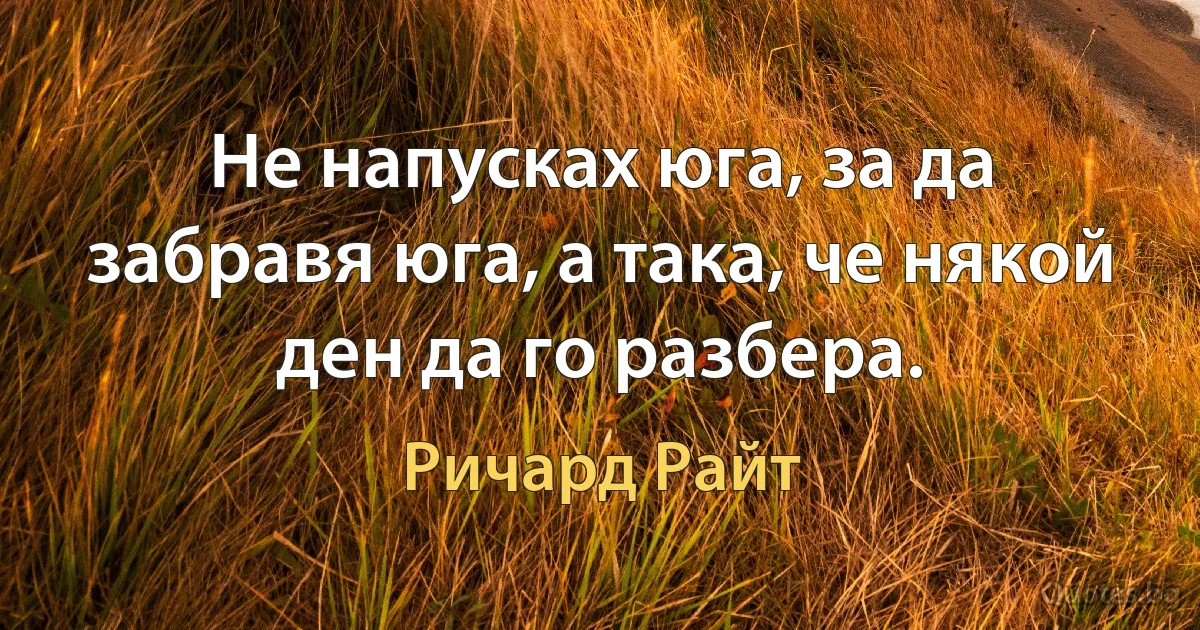 Не напусках юга, за да забравя юга, а така, че някой ден да го разбера. (Ричард Райт)