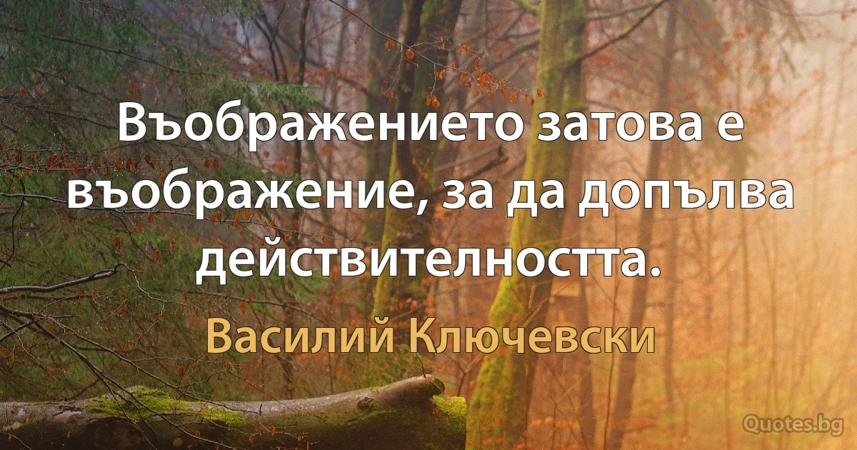 Въображението затова е въображение, за да допълва действителността. (Василий Ключевски)