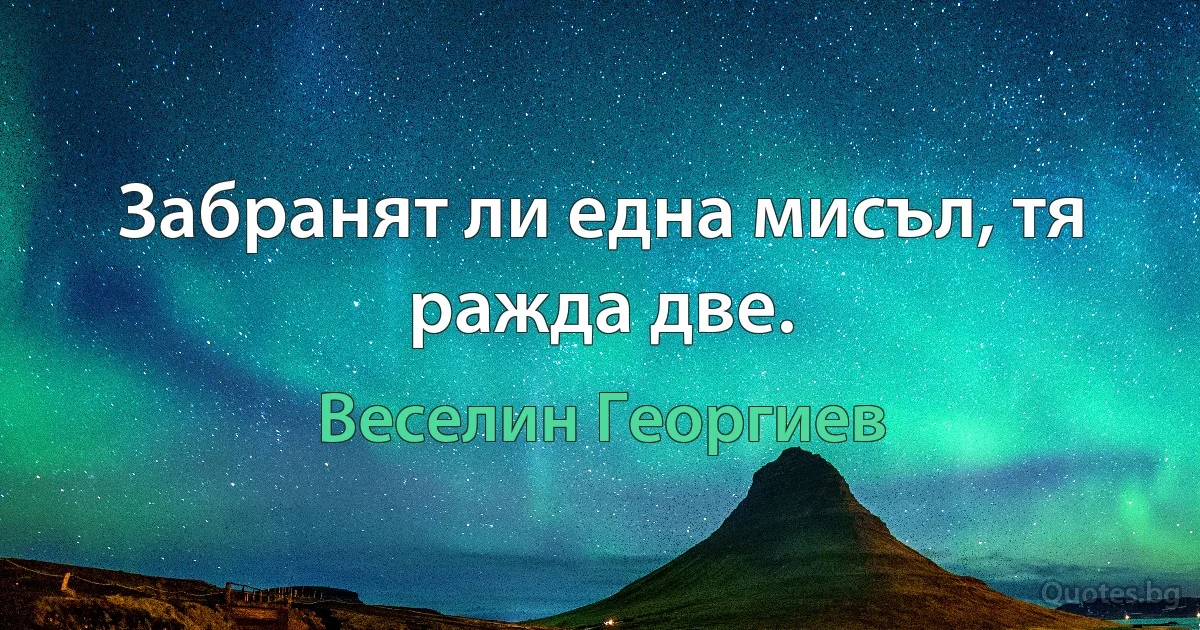 Забранят ли една мисъл, тя ражда две. (Веселин Георгиев)