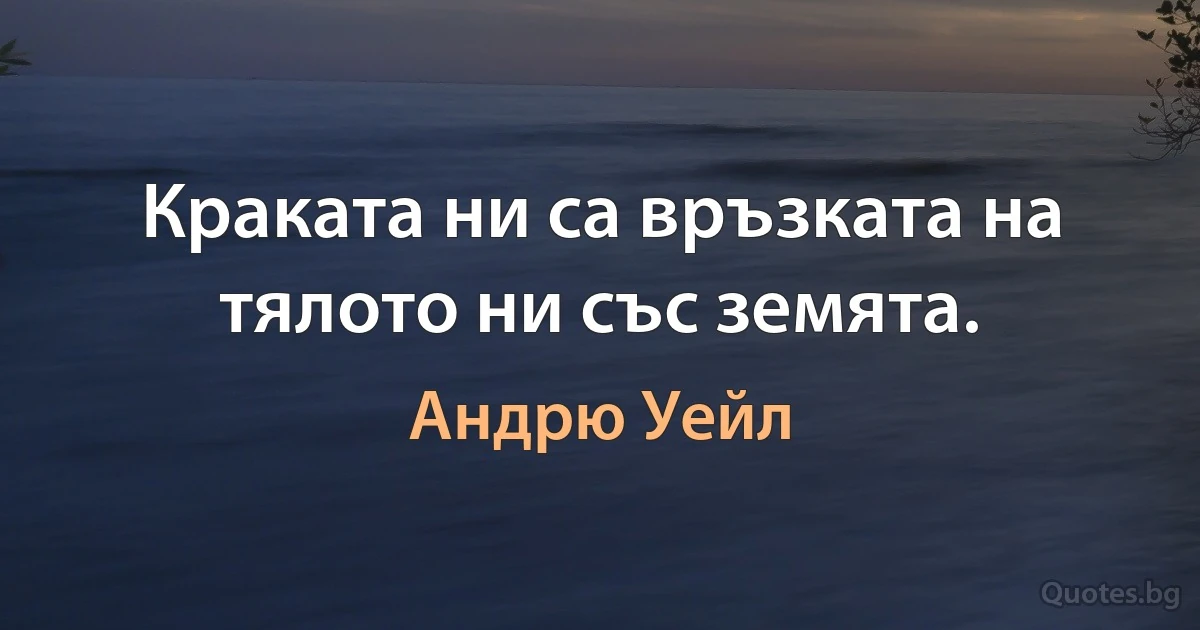 Краката ни са връзката на тялото ни със земята. (Андрю Уейл)