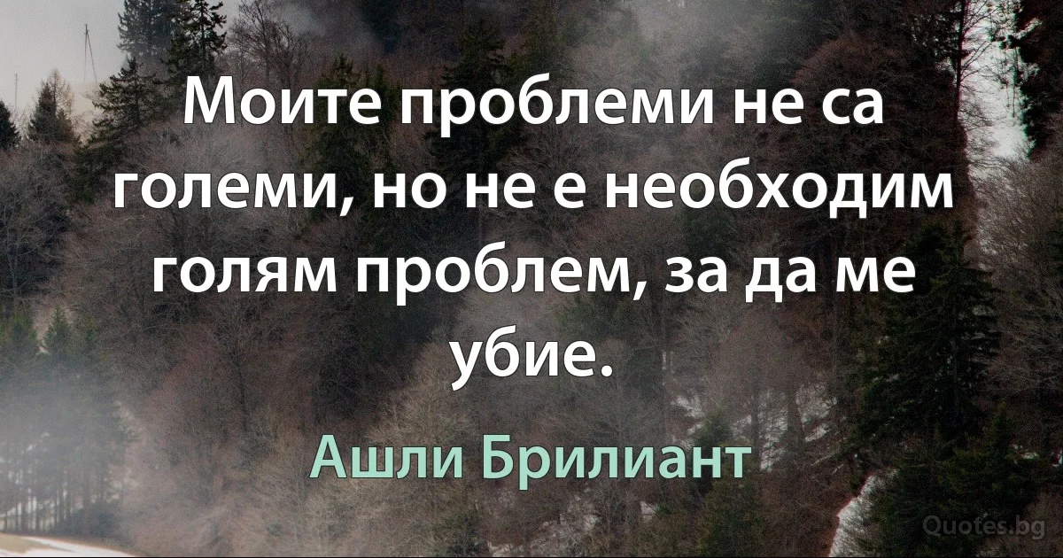 Моите проблеми не са големи, но не е необходим голям проблем, за да ме убие. (Ашли Брилиант)