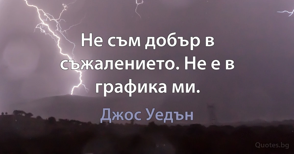 Не съм добър в съжалението. Не е в графика ми. (Джос Уедън)