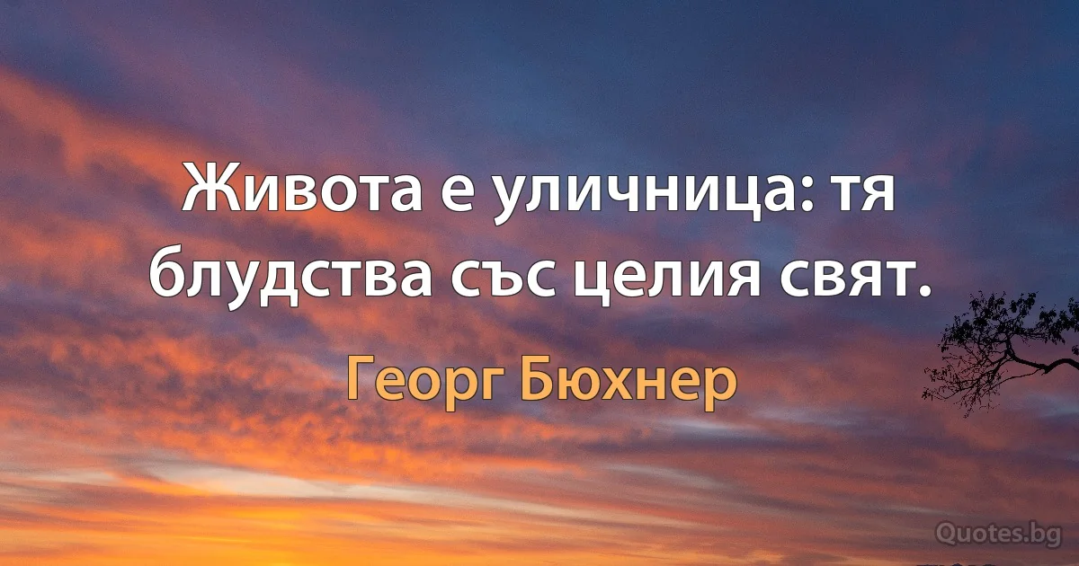 Живота е уличница: тя блудства със целия свят. (Георг Бюхнер)