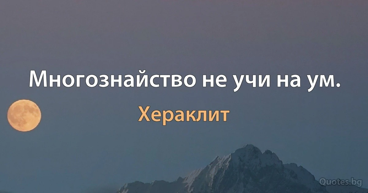 Многознайство не учи на ум. (Хераклит)