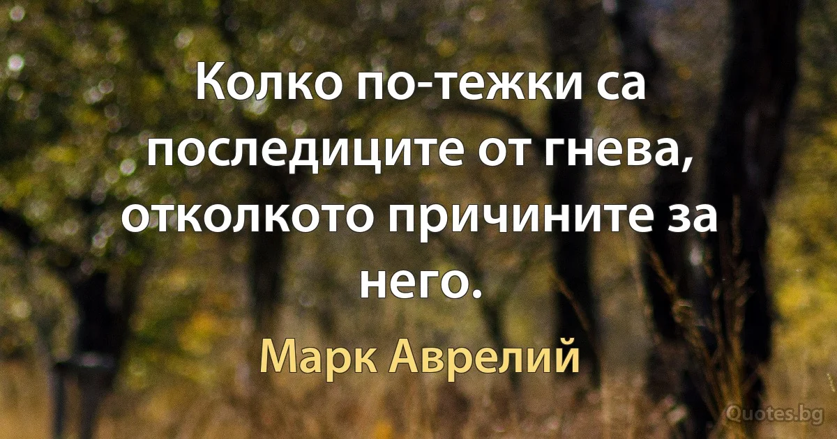 Колко по-тежки са последиците от гнева, отколкото причините за него. (Марк Аврелий)