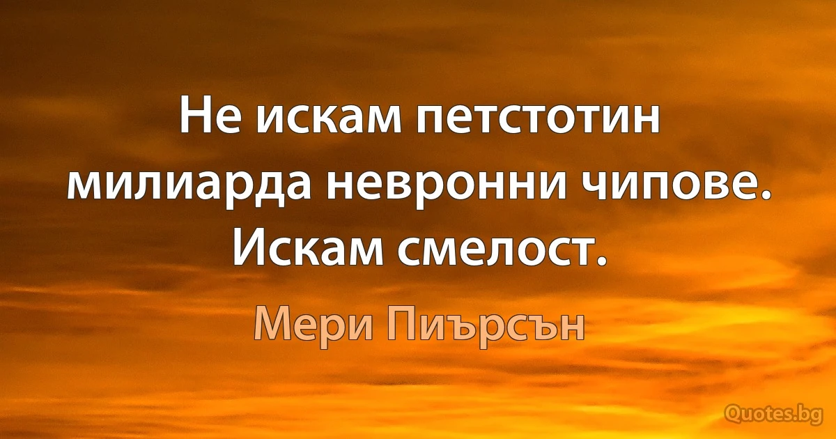 Не искам петстотин милиарда невронни чипове. Искам смелост. (Мери Пиърсън)