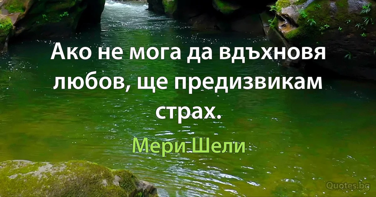 Ако не мога да вдъхновя любов, ще предизвикам страх. (Мери Шели)