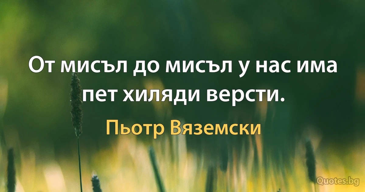 От мисъл до мисъл у нас има пет хиляди версти. (Пьотр Вяземски)