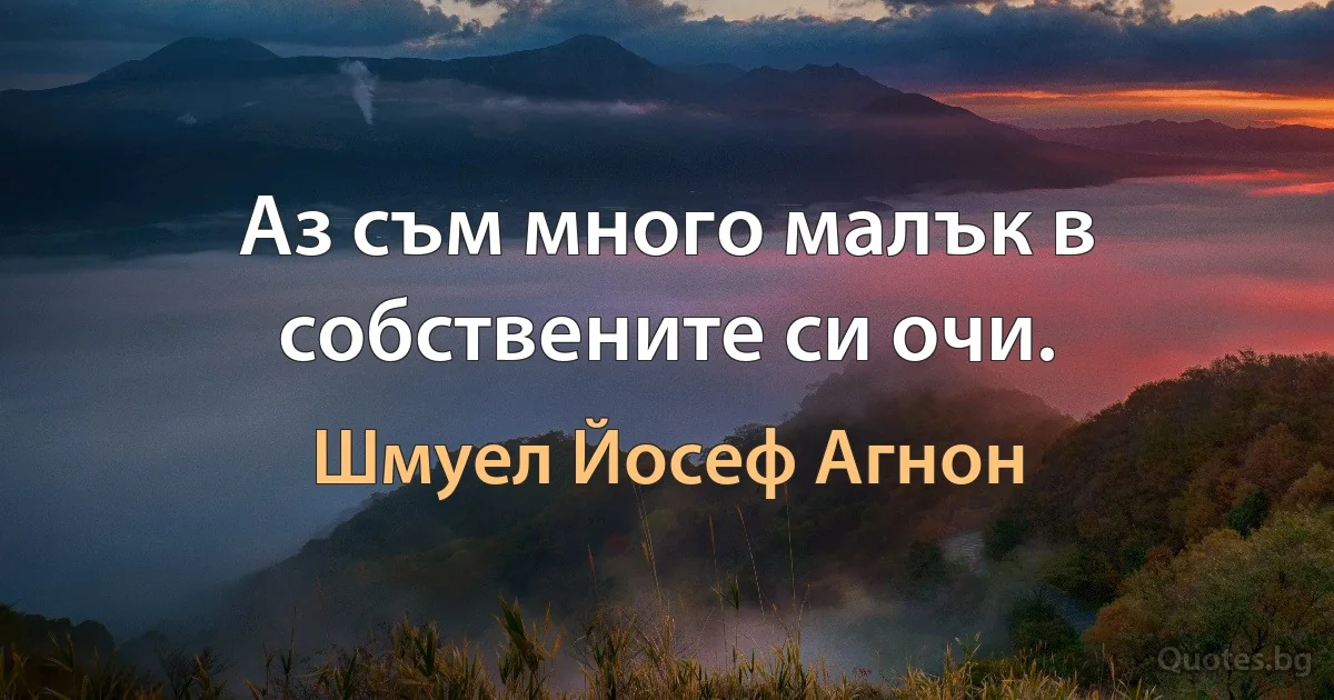 Аз съм много малък в собствените си очи. (Шмуел Йосеф Агнон)