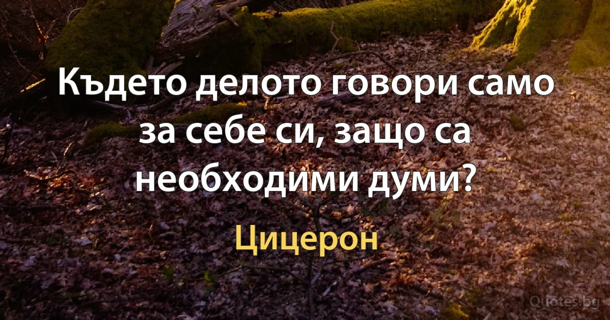 Където делото говори само за себе си, защо са необходими думи? (Цицерон)