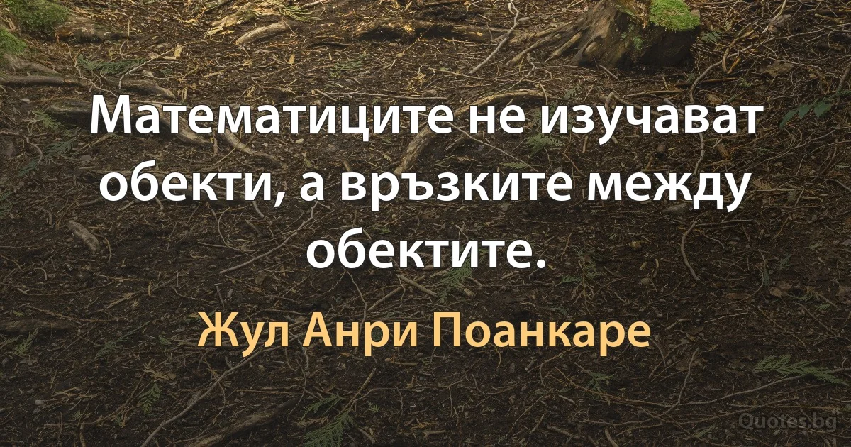 Математиците не изучават обекти, а връзките между обектите. (Жул Анри Поанкаре)