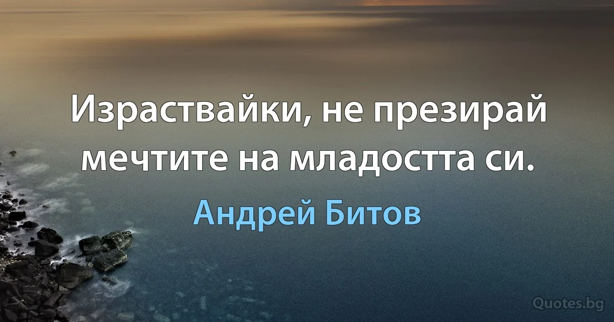 Израствайки, не презирай мечтите на младостта си. (Андрей Битов)