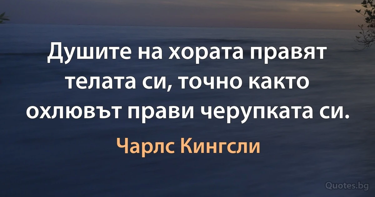 Душите на хората правят телата си, точно както охлювът прави черупката си. (Чарлс Кингсли)