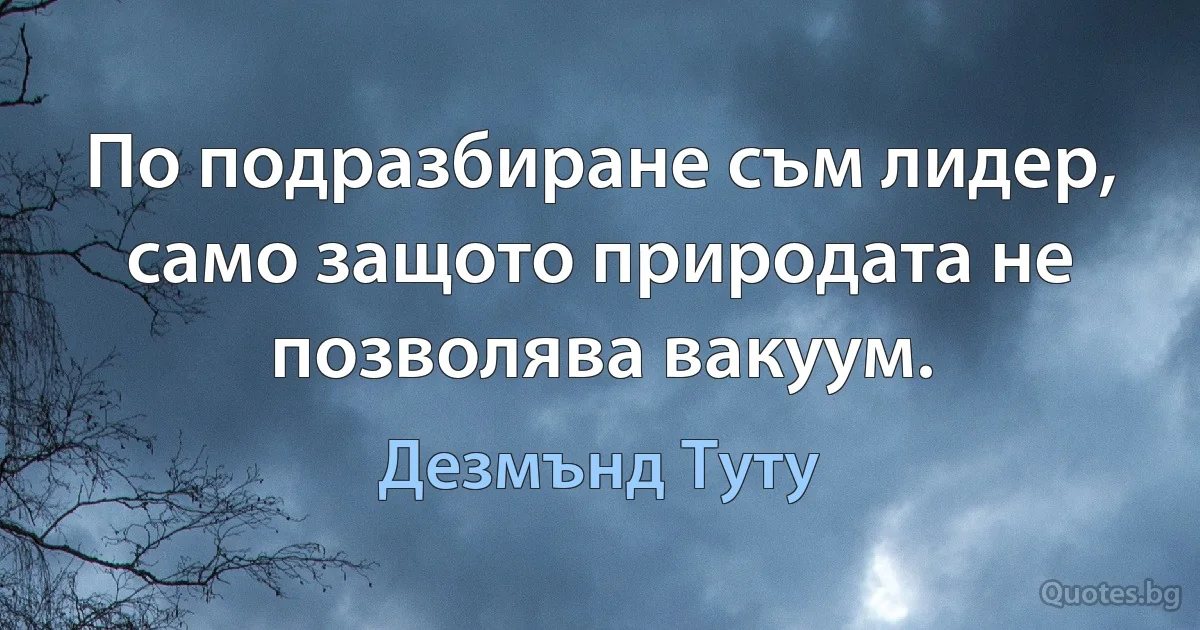 По подразбиране съм лидер, само защото природата не позволява вакуум. (Дезмънд Туту)