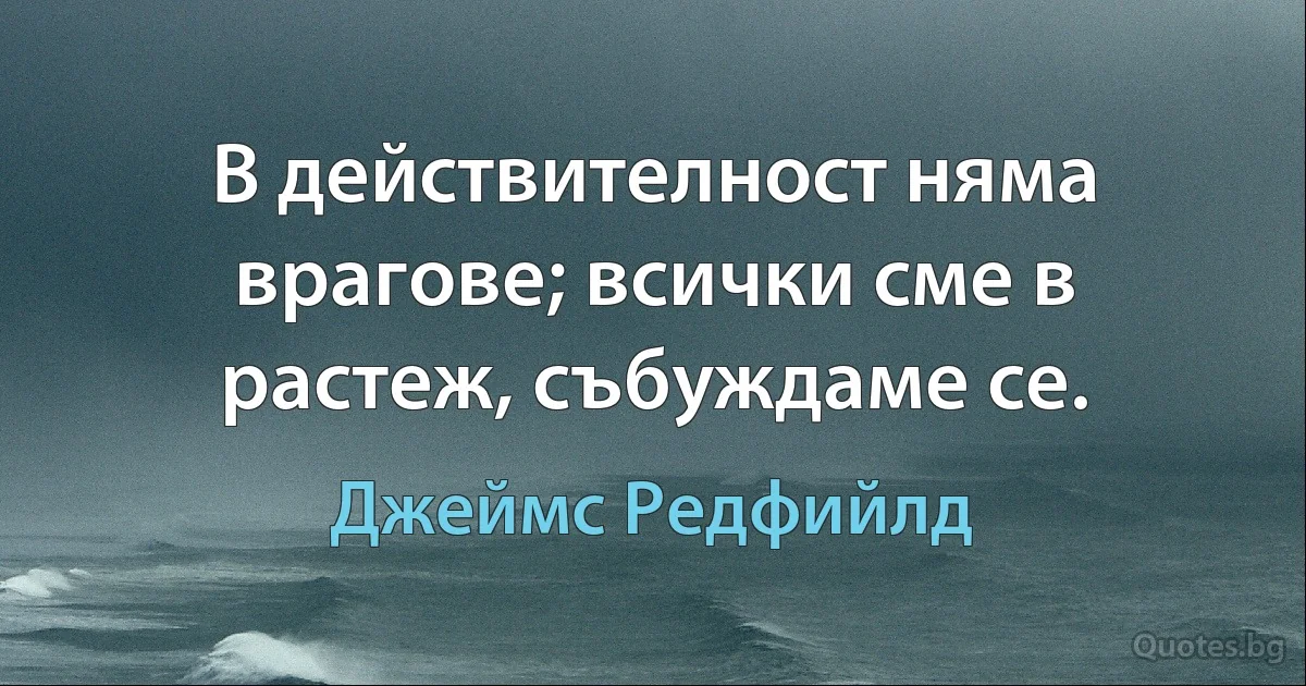 В действителност няма врагове; всички сме в растеж, събуждаме се. (Джеймс Редфийлд)