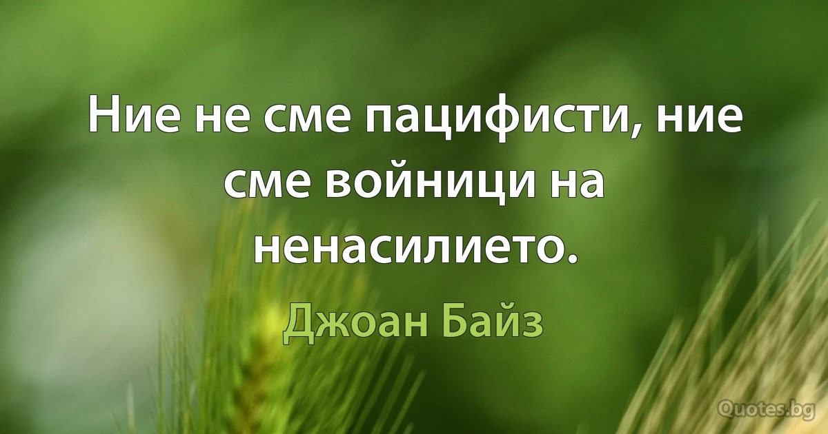 Ние не сме пацифисти, ние сме войници на ненасилието. (Джоан Байз)