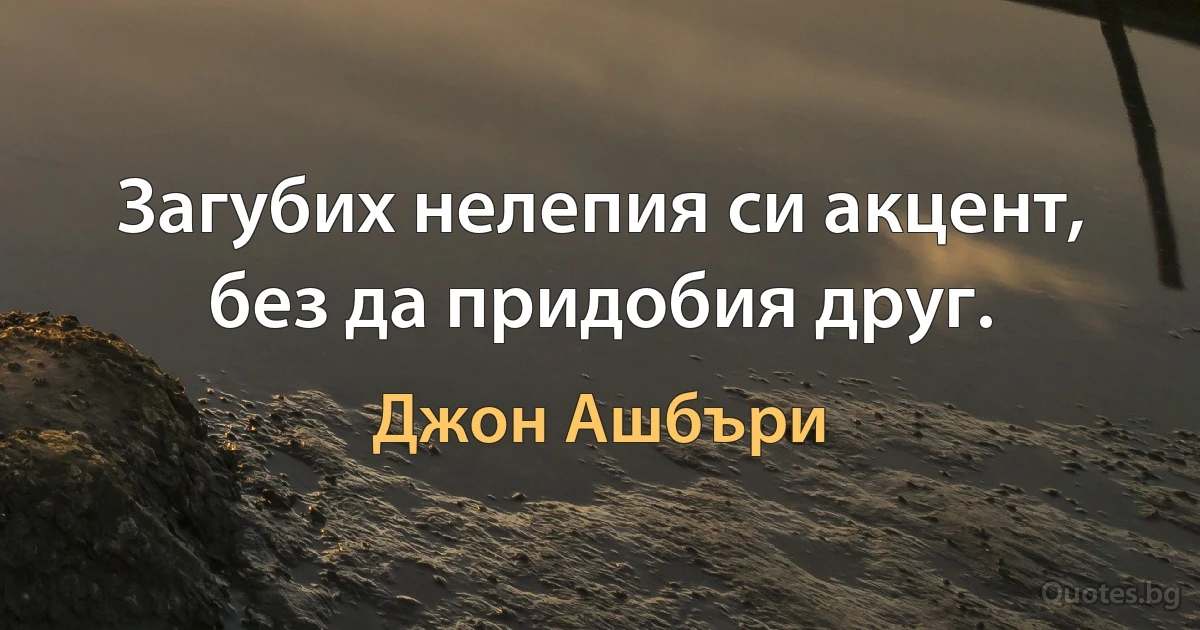 Загубих нелепия си акцент, без да придобия друг. (Джон Ашбъри)