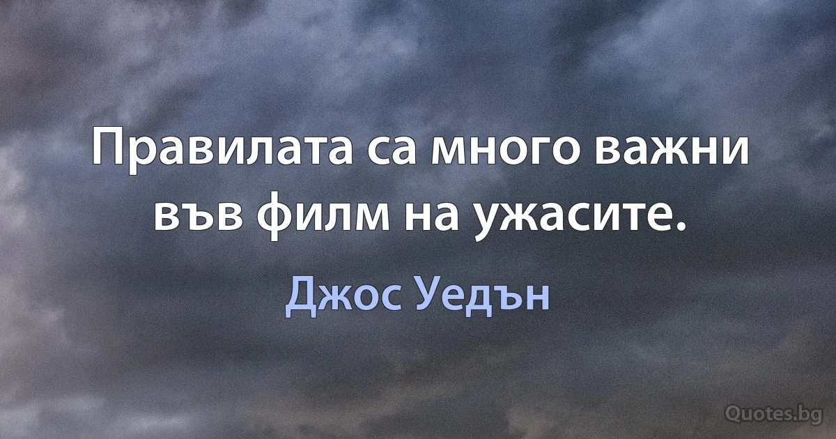 Правилата са много важни във филм на ужасите. (Джос Уедън)