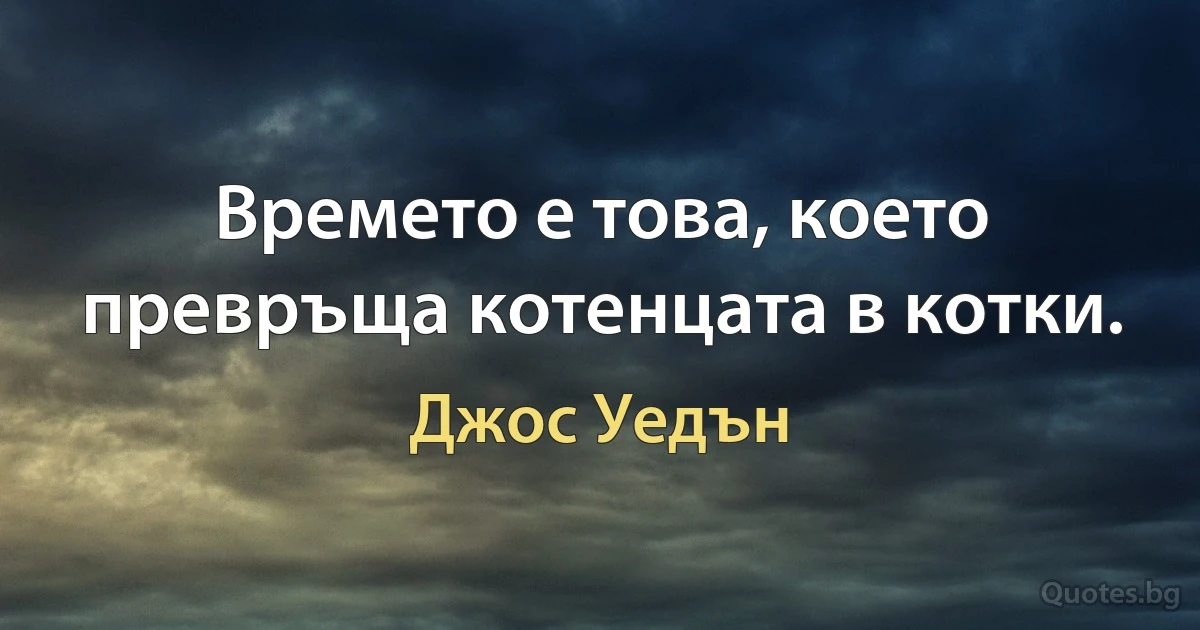 Времето е това, което превръща котенцата в котки. (Джос Уедън)