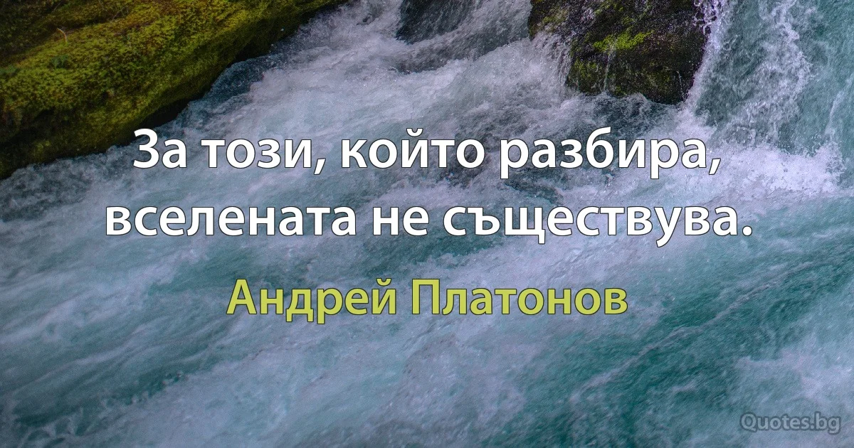 За този, който разбира, вселената не съществува. (Андрей Платонов)