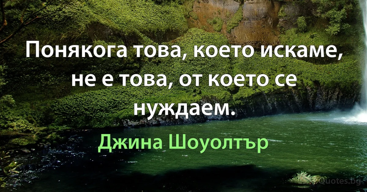 Понякога това, което искаме, не е това, от което се нуждаем. (Джина Шоуолтър)