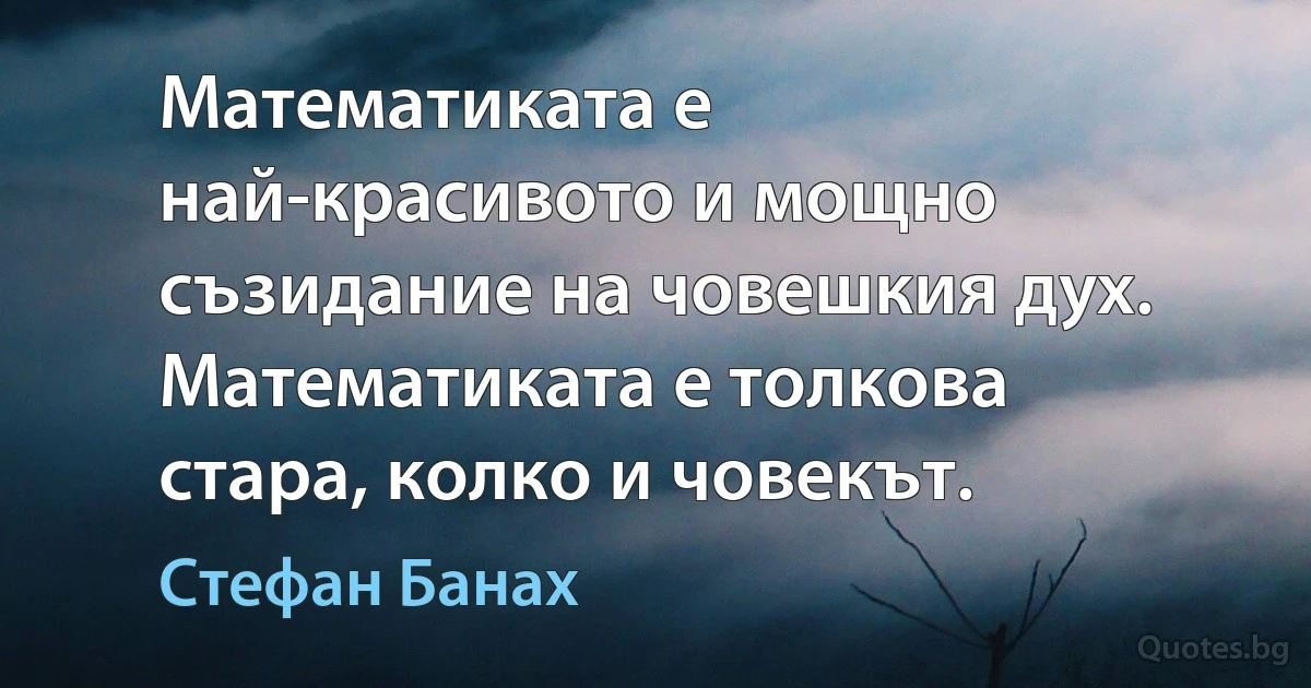 Математиката е най-красивото и мощно съзидание на човешкия дух. Математиката е толкова стара, колко и човекът. (Стефан Банах)